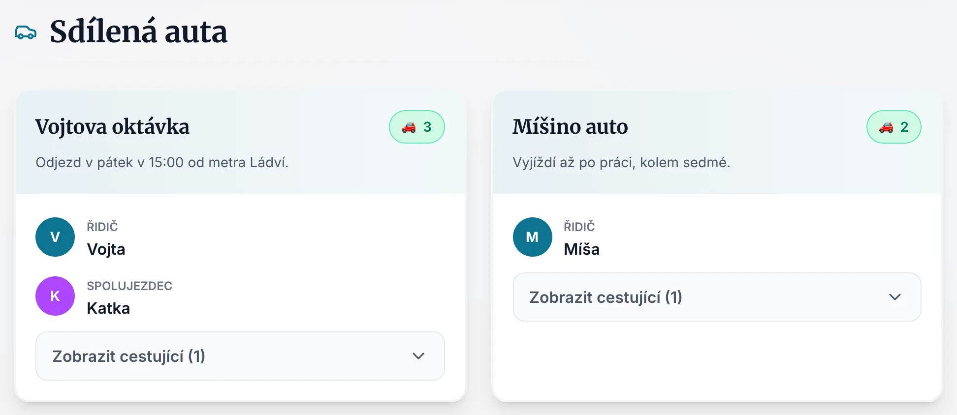 Sdílená auta s řidičem a spolujezdci