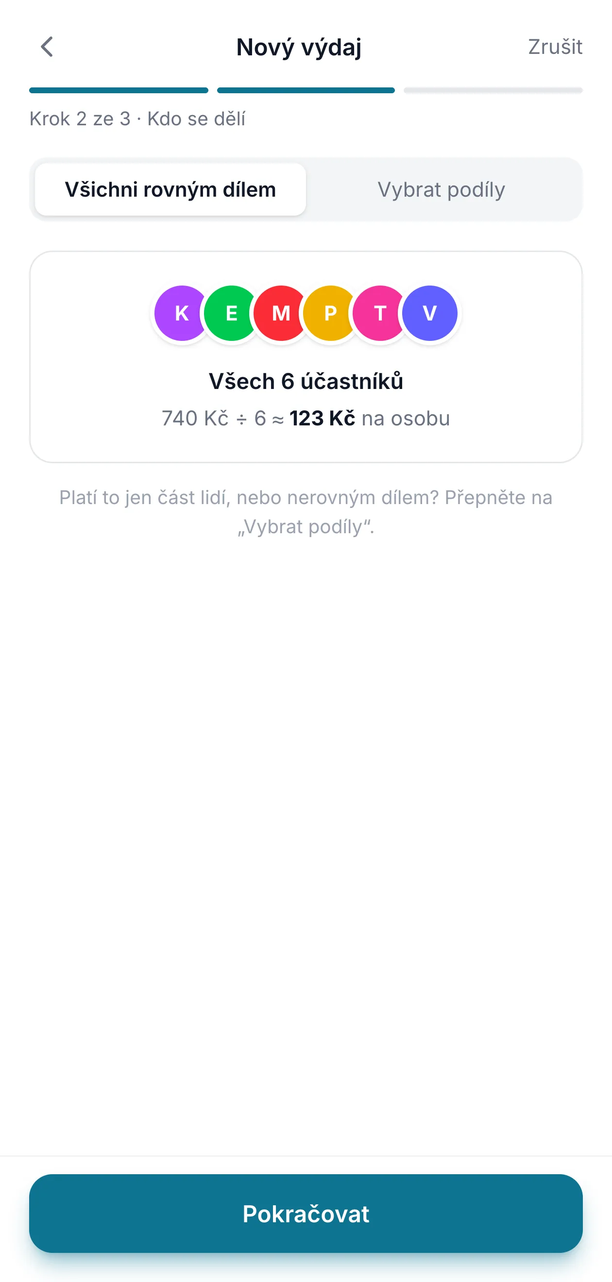 Krok 2: kdo se dělí