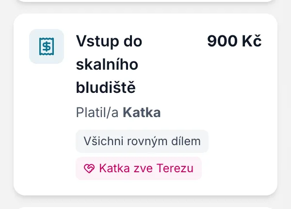 Karta výdaje s pozvánkou „Katka zve Terezu“